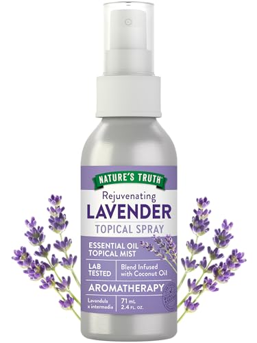Nature's Truth Lavender Essential Oil Spray | 2.4 fl oz | Room Aroma Mist, Topical Use, & Yoga | Room Aroma Mist, Topical Use & Yoga