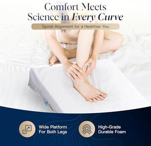 Hermell Bed Wedge Pillow – Supportive Elevated Cushion for Back Pain Relief, Spinal Alignment, Snoring