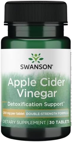 Swanson Double-Strength Apple Cider Vinegar 200 mg, 30 Tablets | Double-Strength Apple Cider Vinegar Acts as a High-Powered System Cleanser in Convenient, Travel-Friendly Tablets