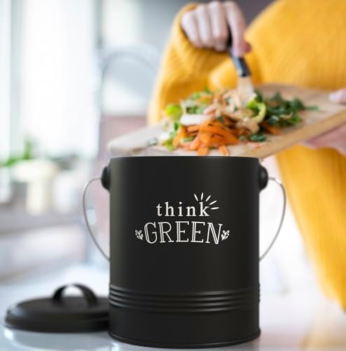 Barnyard Designs 1.2 Gallon Kitchen Counter Compost Bin with Lid (Mint)