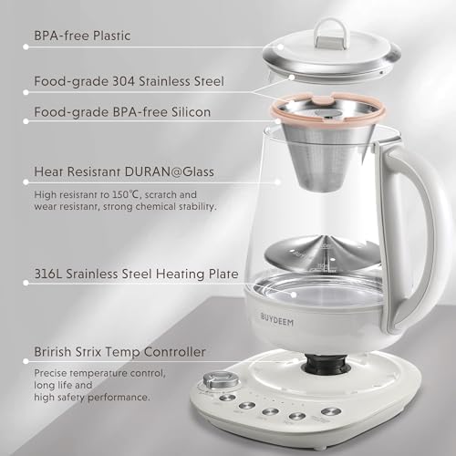 BUYDEEM K2423 Tea Maker, 5 Temperature Settings, Removable Infuser, 1.2L