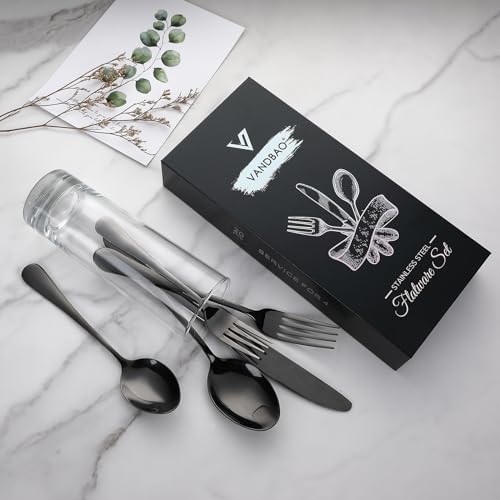 VANDBAO Rainbow Flatware Cutlery Silverware Set 20 Pieces, Stainless Steel Colorful Utensils, Tableware Set Service for 4, Include Knife/Fork/Spoon