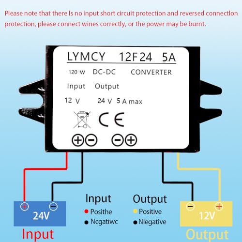 DC Boost Converter 12V to 24V Converter 5A 120W Step Up Converter Voltage，Waterproof Power Supply Module Boost Transformer for Car Truck Vehicle