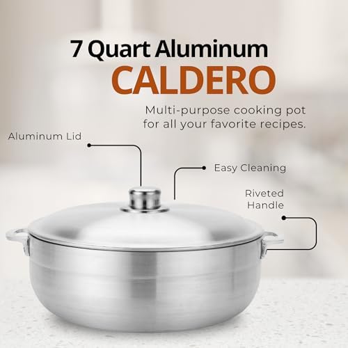 Alpine Cuisine 13-Quart Nonstick Aluminum Caldero Pot | Heavy-Duty Dutch Oven for Large Family Meals, Stews & Rice