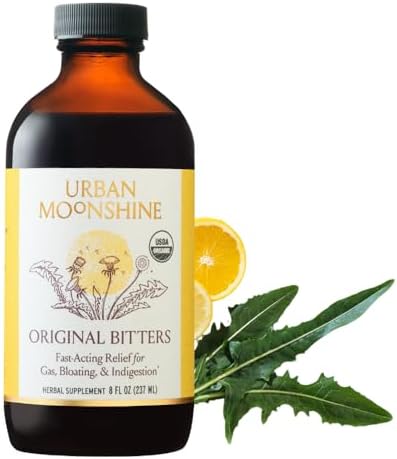 Urban Moonshine Original Digestive Bitters - Debloat - Gut Health - 2 Fl Oz | Fast-Acting Bitters for Digestion - Relieves Occasional Heartburn & Indigestion - Appetite Regulation - Certified Organic