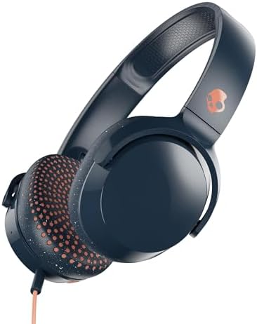 Skullcandy Riff On-Ear Wired Headphones with 3.5mm AUX Plug - Black | Travel Ready with 3.5mm Wired Connection, Built-In Microphone, Foldable Lightweight Comfortable Design, Durable Headband