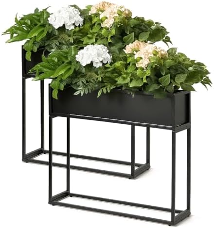Cocoyard Metal Elevated Planter Box - 28" Raised Garden Bed with Legs for Indoor and Outdoor - Tall Rectangle Planter with Felt Liner