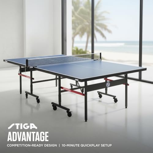 STIGA Advantage Series Indoor Ping Pong Table, Foldable Table Tennis Table - 13, 15, 18, and 25mm Tabletops - Quickplay 10 Minute Assembly - Playback Mode - Recreational- to Tournament-Level