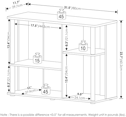 Furinno Econ TV Stand Entertainment Center, Espresso | with Adjustable Shelf, Open Back TV Console with Door Storage for TV up to 50 Inch, for Living Room, Bedroom
