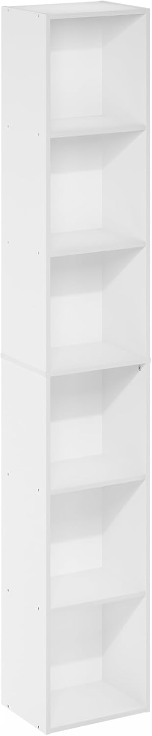 Furinno PASIR Book Shelf, 5-Tier Modern Bookshelf, Open Shelves Bookcase, 9 x 12 x 52, for Living Room, Bedroom, Home Office, Plain White