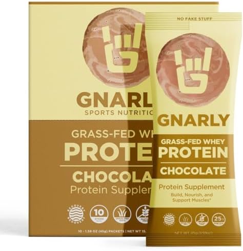 Gnarly Nutrition Chocolate Protein Powder – NSF Sport Certified – 25g Protein, Muscle Repair – Grass Fed Whey Powder, Smooth Taste – Chocolate, 32 oz