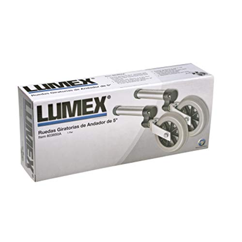 Lumex Swivel Wheels - 360 Degree Medical Rubber Walker Wheel, 3" Diameter, Adjustable, Pack of 2, 603830A