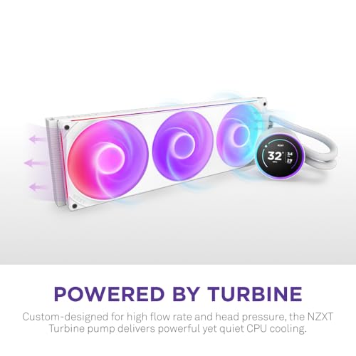 NZXT Kraken Elite 360 RGB - 360mm AIO CPU Cooler, LCD - White | 360mm RGB AIO with 2.36-inch LCD and F360 RGB Core fan. Flagship display cooling with synced RGB via CAM.