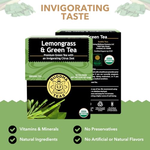 Buddha Teas - Organic Sencha Green Tea - For Health & Wellbeing - Japanese Green Tea - With Antioxidants & Minerals - Clean Ingredients - Caffeinated - OU Kosher & Non-GMO - 18 Tea Bags (Pack of 1)