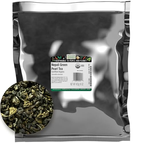 Frontier Co-op Organic Gunpowder Green Tea Leaves, 1-Pound Bulk, Smokey Green Tea, Maintains Freshness, Kosher, Fair Trade | Smokey Green Tea, Maintains Freshness, Kosher, Fair Trade