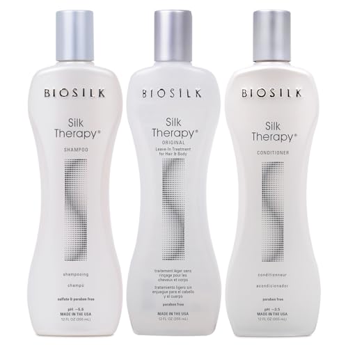BioSilk 3-Piece Silk Therapy Kit, Shampoo, Conditioner & Serum for Healthy, Shiny, Manageable Hair, Sulfate-Free, Paraben-Free, Cruelty-Free