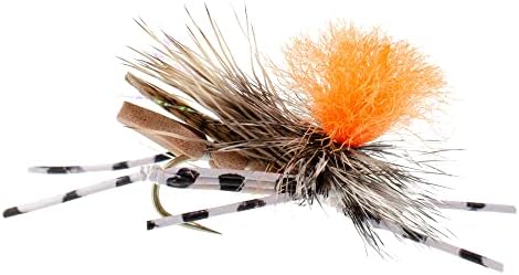 The Fly Fishing Place High Visibility Feth Grasshopper Dry Fly Collection Trout Fly Assortment - 1 Dozen Flies