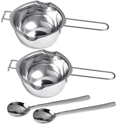 2 Pieces Stainless Steel Double Boiler Pot with 2 Metal Spoon, Chocolate Melting Pot for Melting Chocolate, Butter, Cheese