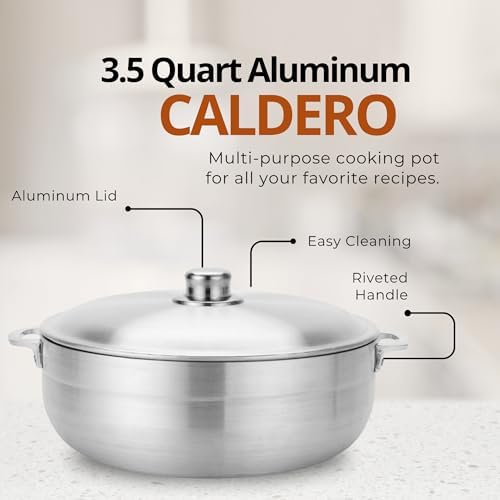 Alpine Cuisine 13-Quart Nonstick Aluminum Caldero Pot | Heavy-Duty Dutch Oven for Large Family Meals, Stews & Rice