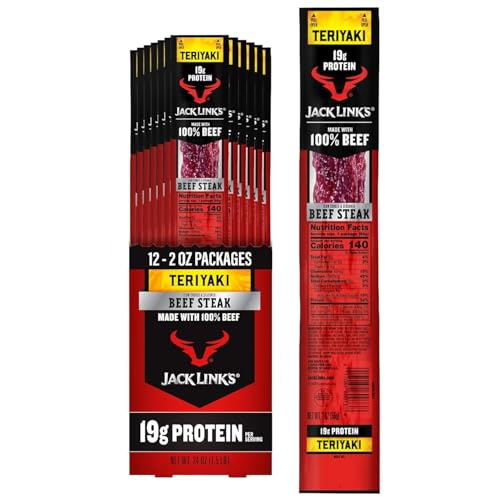 Jack Link's Beef Steak, Original - Protein Snacks, Jerky Meat Snack with 23g of Protein, Made with 100% Beef, Individually Wrapped Bulk Snack Pack, Keto Friendly - 2 Oz. (12 Count)
