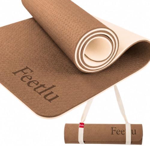 Extra Thick Yoga Mat with Carry Strap, 10mm Non-Slip Exercise Mat, 72 x 24 Inch Cushioned Workout Mat for Yoga, Pilates, Stretching & Floor Exercises