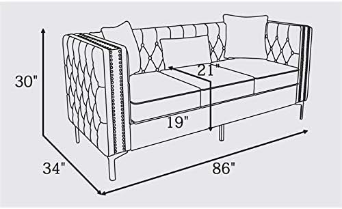 Lilola Home Lorreto Black Velvet Sofa