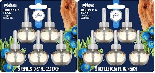 Glade PlugIns Refills Air Freshener, Sea Mist & Cypress, Scented and Essential Oils for Home and Bathroom, 0.67 Fl Oz, 5 Count