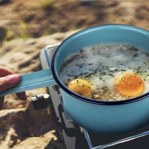 Cinsa 1 Qt Granite Ware Saucepan - Enamel on Steel, Turquoise Blue | Antibacterial Non-Porous Porcelain Finish for Indoor & Outdoor Cooking - Even Heat Distribution for Consistent Results