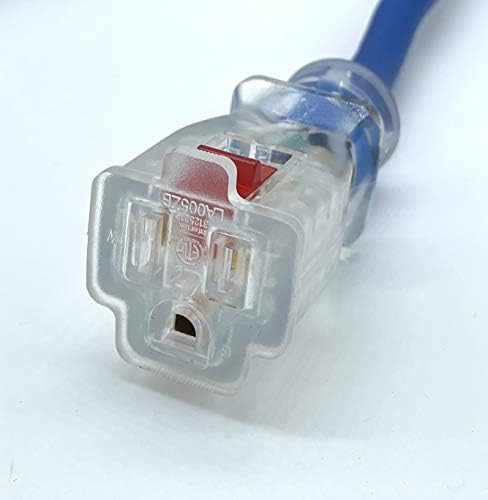 Webber Pro-Series Safety Extension Cable NEMA 5-15P Plug to in-Line GFCI with Illuminated “Triton” Locking Triple Receptacles 2.5'. Webber