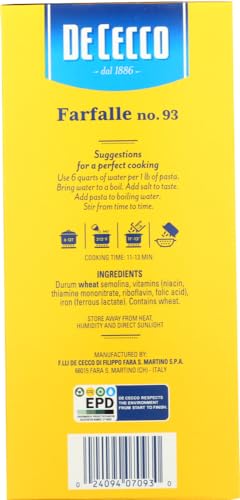 De Cecco Pasta Farfalle 16.0 OZ (Pack of 2)