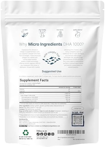 Omega 3 Fish Oil DHA Supplements 1000mg with EPA 500mg, 200 Softgels – Lemon Flavored, Burpless (Enteric Coated) | Deep Sea Fresh Fish