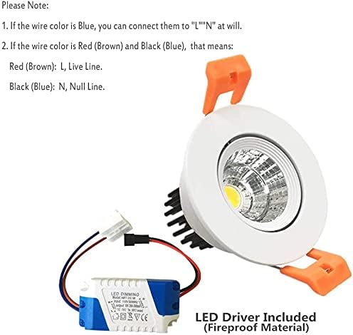 LightingWill 2inch LED Dimmable Downlight, 3W COB Recessed Ceiling Light, Warm White 3000K-3500K, CRI80, 25W 220LM Halogen Bulbs Equivalent, White (4 Pack)