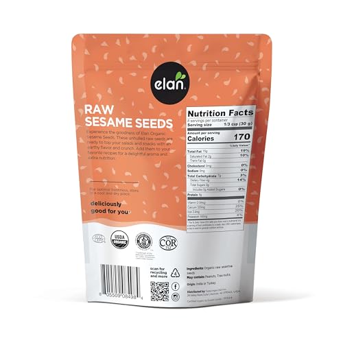 Elan Organic Sesame Seeds, Non-GMO, Vegan, Gluten-Free , 8.8 oz