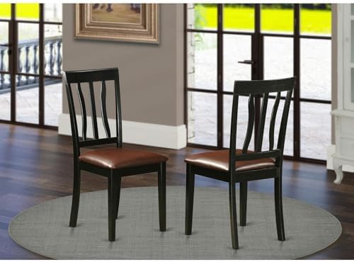 East West Furniture ANC-WHI-W Antique Dining Room Chairs - Slat Back Solid Wood Seat Chairs, Set of 2, Buttermilk & Cherry