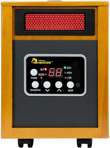 Dr. Infrared Heater DR-968H Indoor Portable Space Heater with Humidifier, 1500-Watt, Cherry