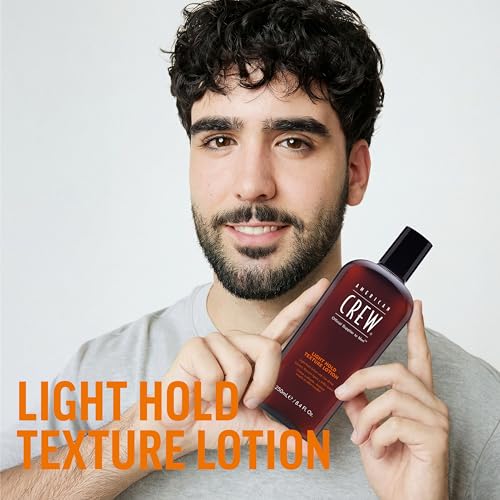 American Crew Men's Light Hold Texture Lotion for Fine Hair, 8.4 fl oz | Light hold texture hair styling lotion that adds body & manageability with a natural, low-shine finish. For fine, thin hair.