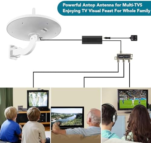 Upgraded Version - ANTOP AT-415B 720° UFO Dual Omni-Directional Outdoor HDTV Antenna with Exclusive Smartpass Amplifier &4G LTE Filter