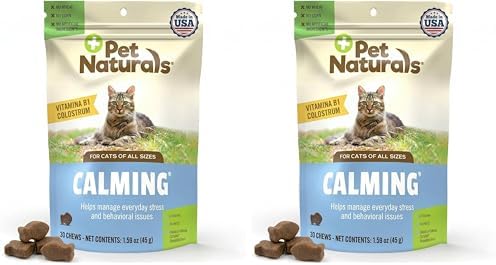 Pet Naturals Calming Chews for Cats, Anxiety Relief with Gentle Ingredients for Thunder, Fireworks, Travel, Grooming, Calming Pet Treats, Chicken Flavor, 30 Count