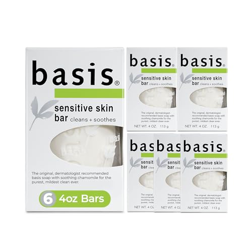 Basis Sensitive Skin Bar Soap for Body, Hands and Face, Multipack, 6 x 4 OZ