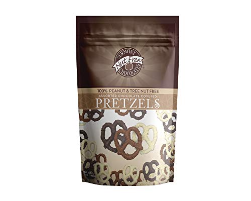 Vermont Nut Free Chocolates Dark Chocolate Covered Mini Twist Pretzels | 7 Ounce Bag, Peanut And Tree Nut Free, Egg-Free, Kosher Certified, Allergy Friendly, Safe for School Snacks