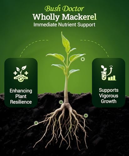 Bush Doctor Wholly Mackerel Fish Fertilizer - Organic Liquid Fertilizer Supports Vigorous Growth, Designed for Fast Nutrient Uptake - 3-1-0 Formula, Ideal for In-Ground & Container Garden - 1 Pint