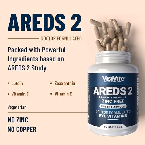 VisiVite Doctor Formulated AREDS 2 Eye Vitamins, Zinc Free, 60 Capsules | Macular Support Formula