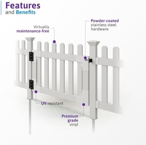 WamBam Newport Picket Fence, White Vinyl DIY No Dig Kit | 3ftH x 6ftW, 1 Panel + 1 Post, ZP19002