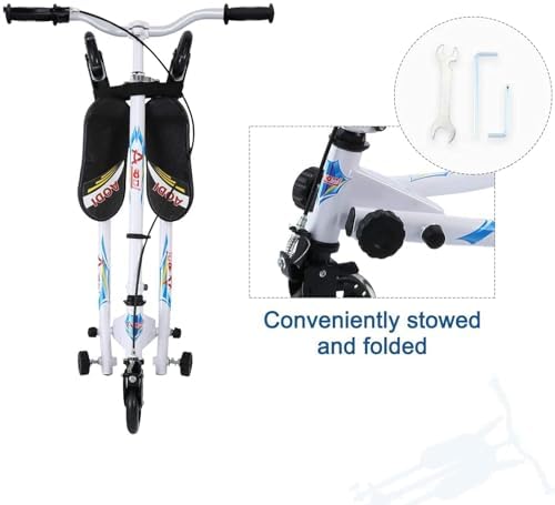 Swing Scooter for Kids, 3 Wheels Foldable Wiggle Kick Scooter Push Drifting with 4 Adjustable Handlebar & 2 Rear LED Wheel for Boys and Girls Ages 3-8