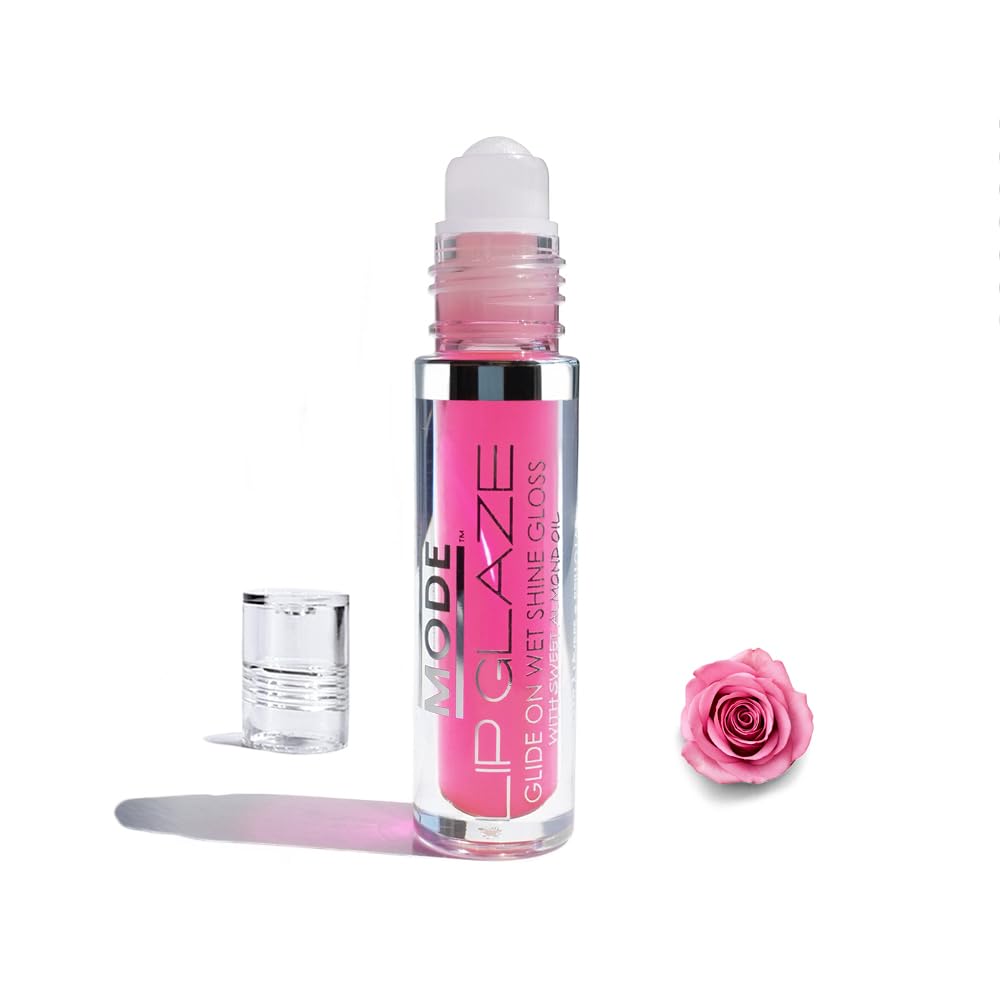 MODE Lip Glaze Cotton Candy Flavored Lip Gloss, Hydrating Sheer Wet Shine, Skincare Fruit Oils