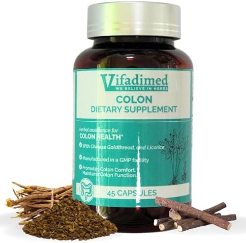 Colon for Diarrhea, IBS-D,Colitis, Soothes Irritation,Enhances Colon's Function. Intestine Lining,Gut Microbiome,Colon Motility. IBS Relief.-45 Capsules