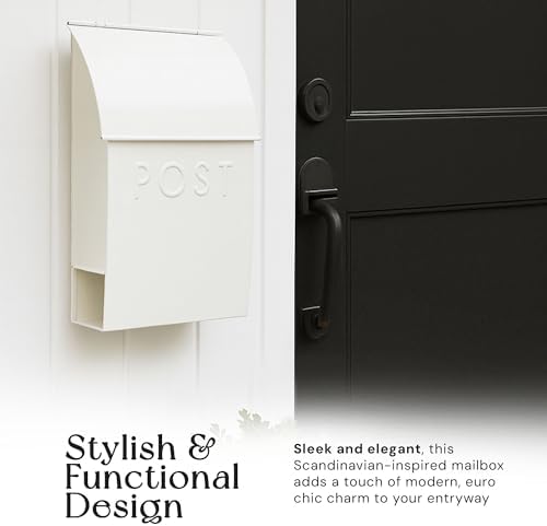 NACH Mailboxes for Outside Wall Mount, 15 x 10 x 4 inches, Red Wall Mounted Mailbox and Newspaper Holder, Waterproof Mailbox for Door - The Milano Mailbox
