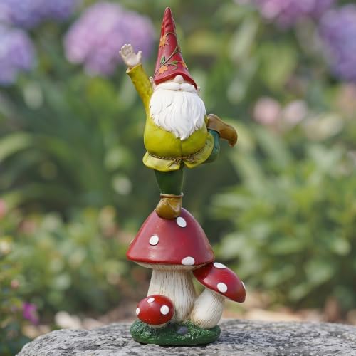 Topadorn 13" Yoga Garden Gnome on Mushroom