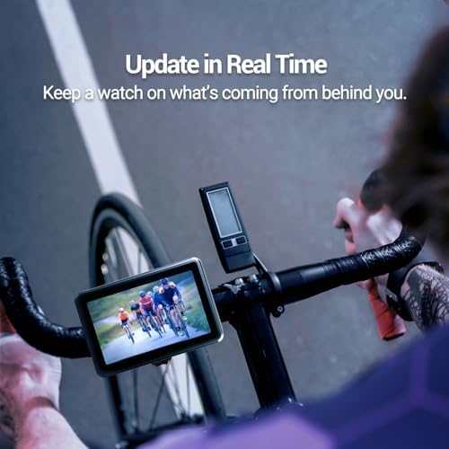 FEISIKE Handlebar Bike Mirror, Bicycle Rear View Camera with 4.3'' HD Night Vision Function, 145° Wide Angle View, Adjustable Rotatable Bracket