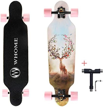 WHOME Longboard Skateboard - 31" Small Long Boards for Adults/Kids Teenagers/Girls Beginners/Boys Pro Cruiser Dancing Longboards with T-Tool